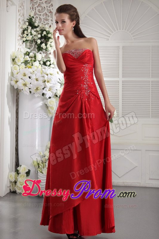 Perfect Strapless Beaded Prom Homecoming Dress Lace up Back in Red