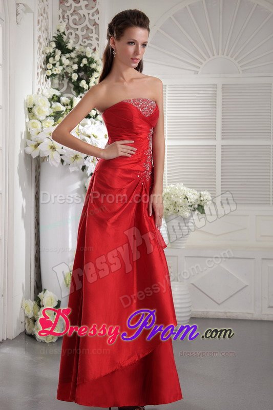 Perfect Strapless Beaded Prom Homecoming Dress Lace up Back in Red