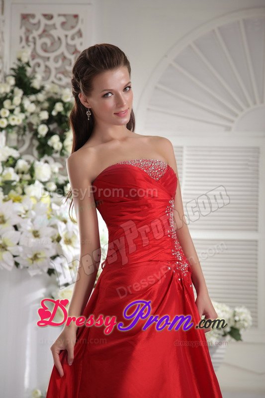 Perfect Strapless Beaded Prom Homecoming Dress Lace up Back in Red