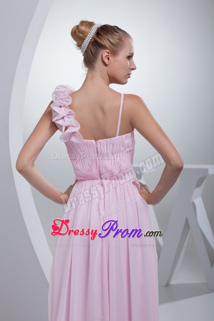 Princess Baby Pink Straps Prom Dresses Beading Floor-length in Chiffon