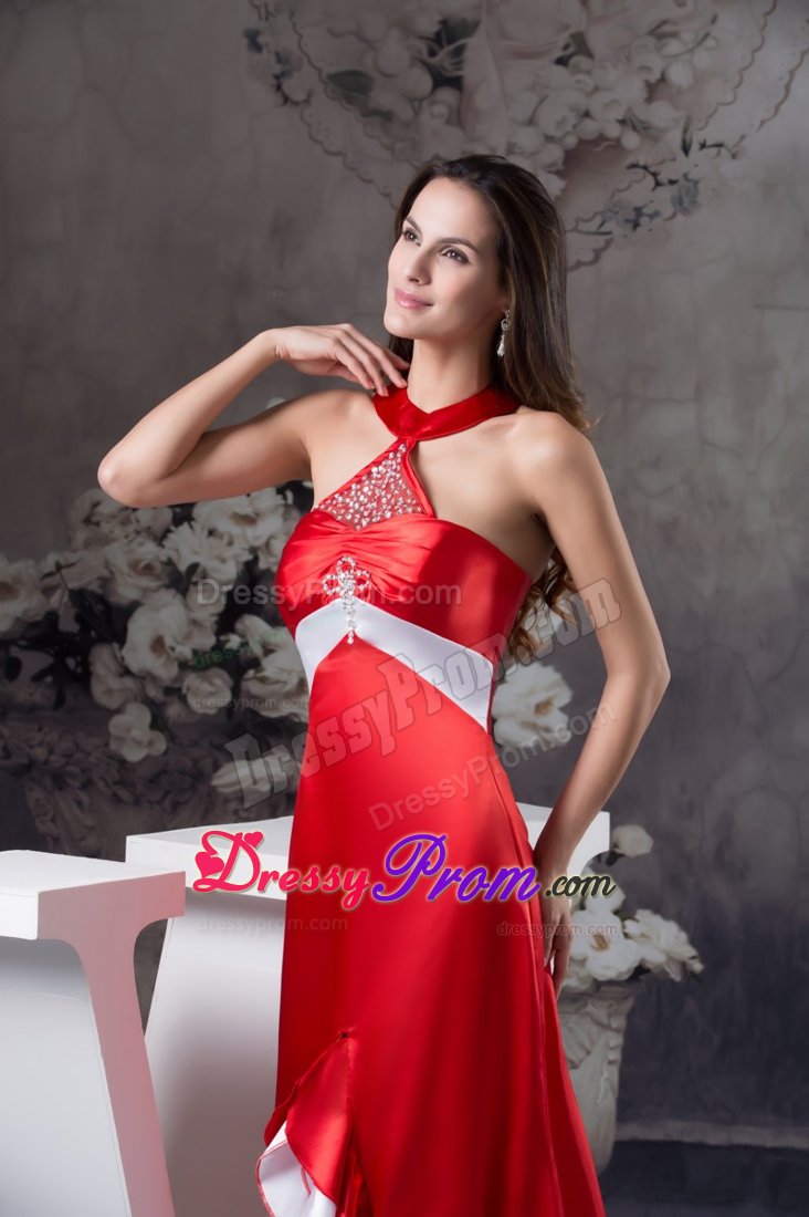 Beaded Halter Top Prom Gown Dress Asymmetrical Brush Train in Niteroi