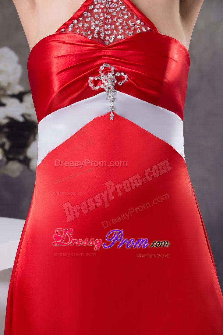 Beaded Halter Top Prom Gown Dress Asymmetrical Brush Train in Niteroi