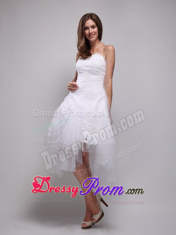 Angel White Prom Party Dresses Strapless High-low with Zipper up Back