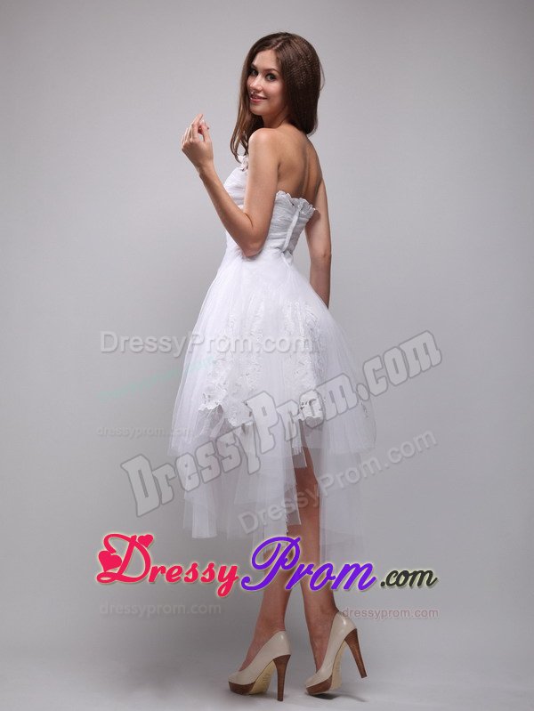 Angel White Prom Party Dresses Strapless High-low with Zipper up Back