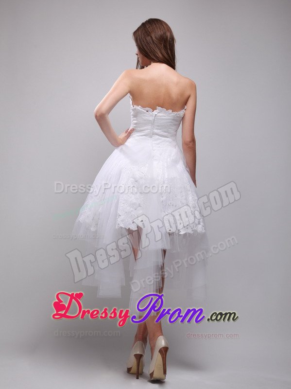 Angel White Prom Party Dresses Strapless High-low with Zipper up Back