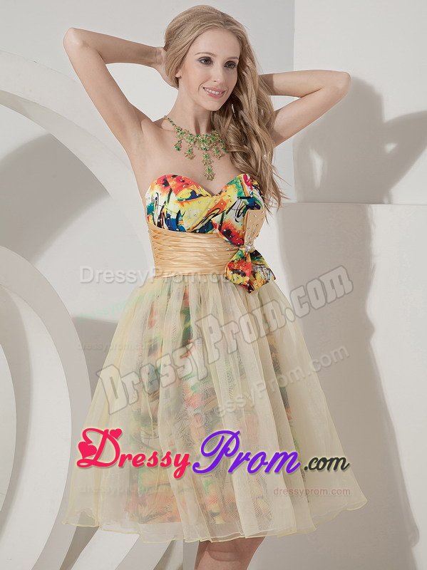 Multi-Colored Joinville Beaded Prom Formal Dress with Sash Mini-length
