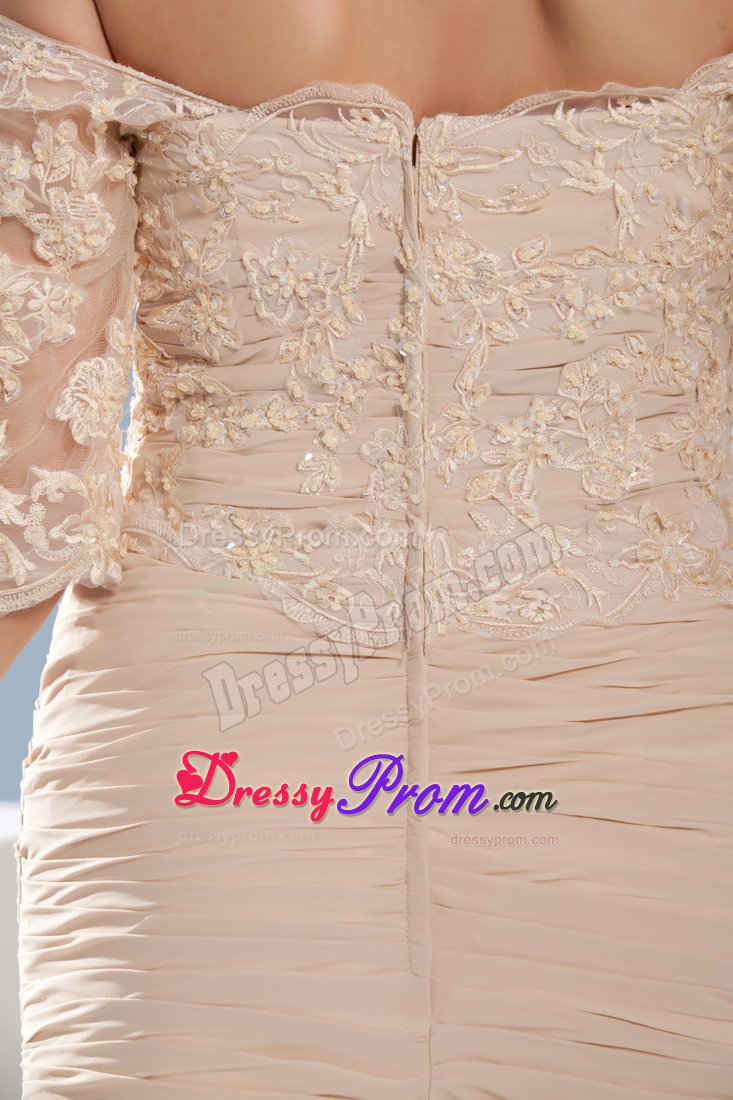 Breathtaking Lace Decorated Ruching Prom Holiday Dresses Sweep Train