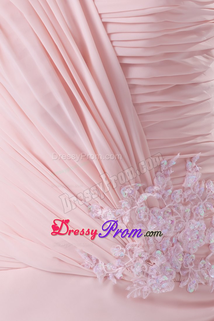 Hot Zipper-up Ruching Prom Homecoming Dress Appliques Ankle-length