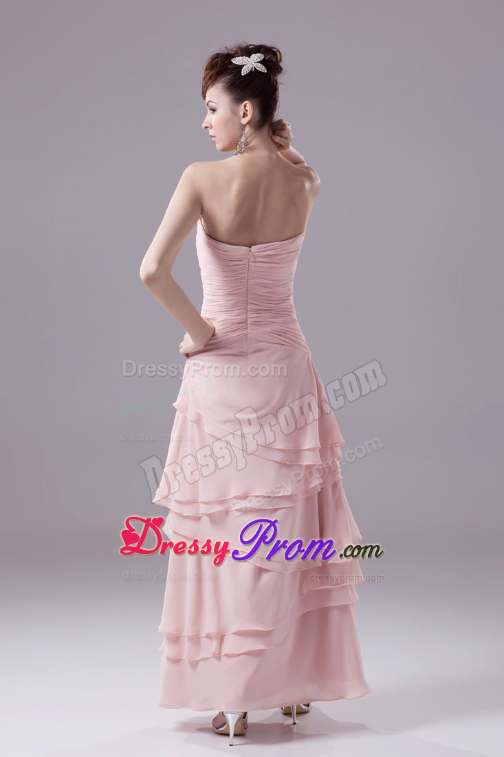 Hot Zipper-up Ruching Prom Homecoming Dress Appliques Ankle-length
