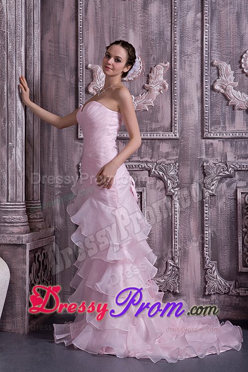 Princess Multi-tiered Ruffles Prom Homecoming Dresses Beading in Pink
