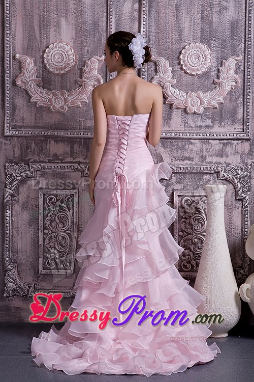 Princess Multi-tiered Ruffles Prom Homecoming Dresses Beading in Pink