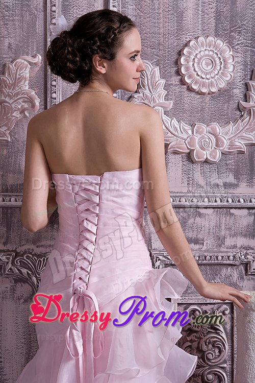 Princess Multi-tiered Ruffles Prom Homecoming Dresses Beading in Pink