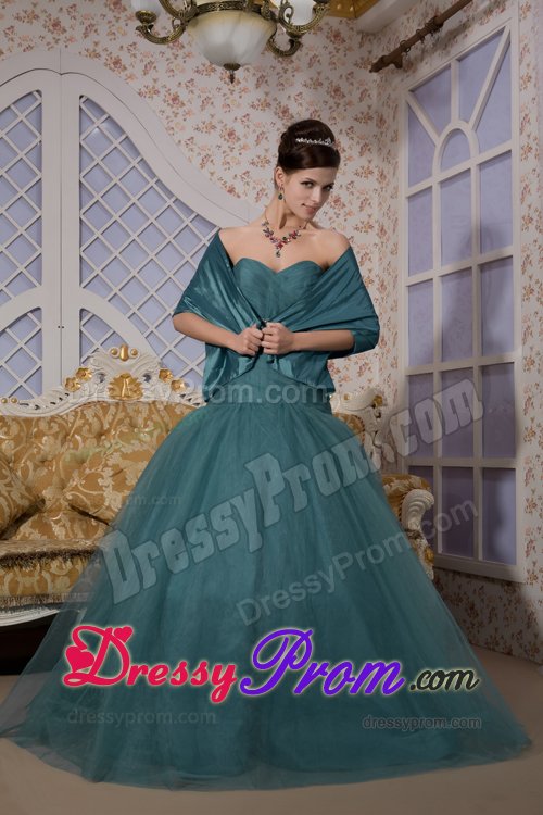 Impressive Beading Prom Evening Dresses Sweetheart Brush Train in Tulle