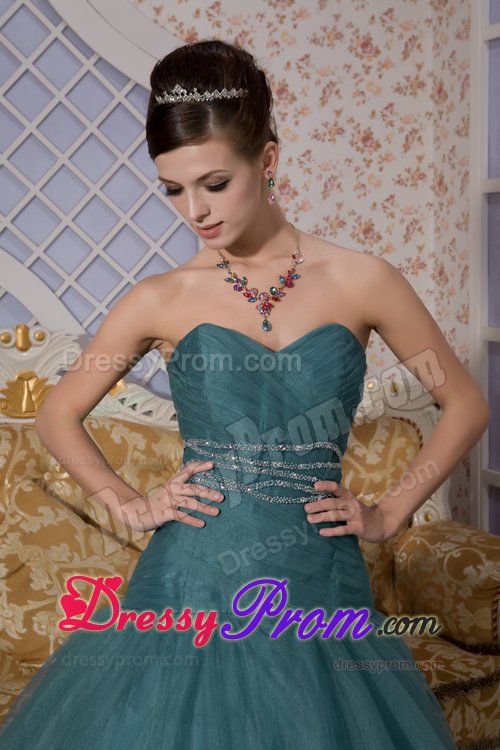 Impressive Beading Prom Evening Dresses Sweetheart Brush Train in Tulle