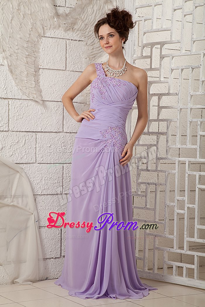 Chiffon one Shoulder Prom Dress Appliques Floor-length in Juiz De Fora