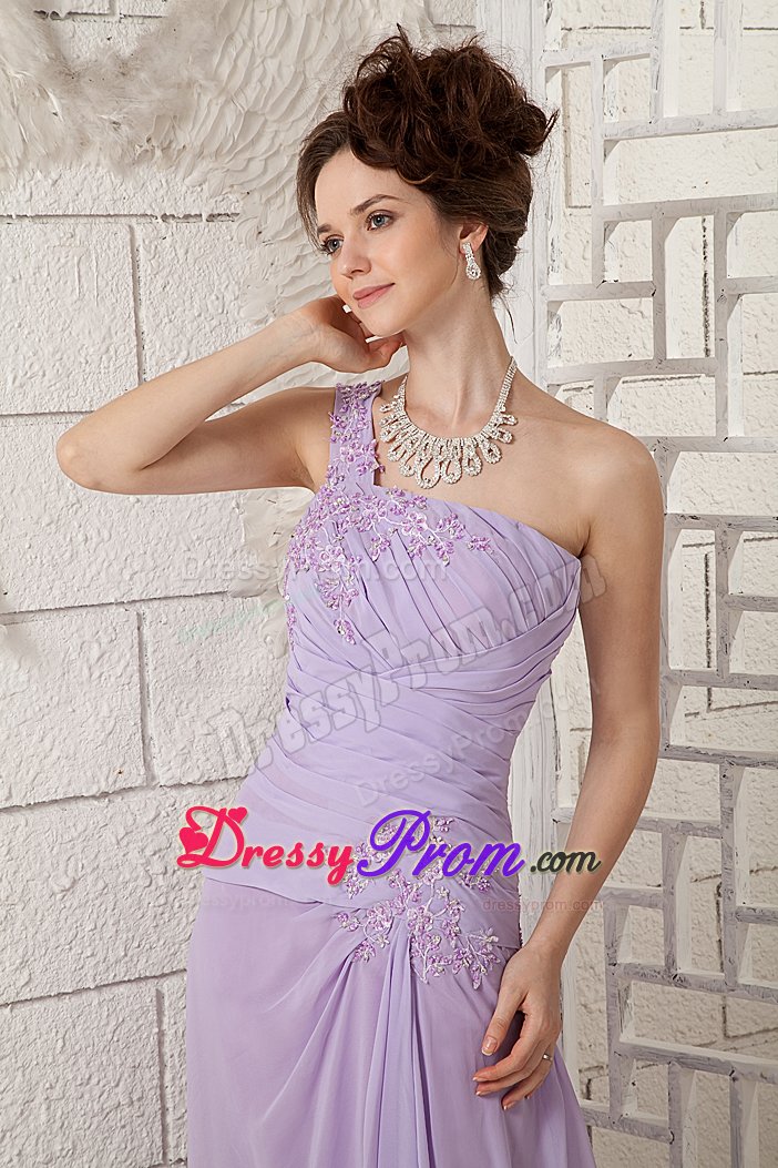 Chiffon one Shoulder Prom Dress Appliques Floor-length in Juiz De Fora