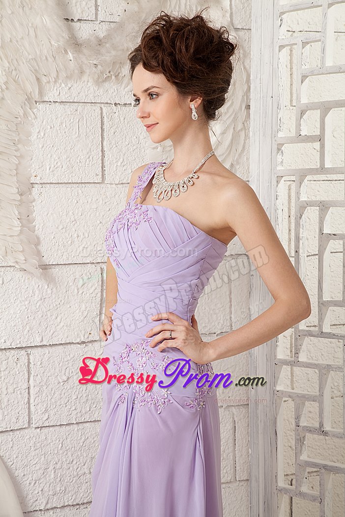 Chiffon one Shoulder Prom Dress Appliques Floor-length in Juiz De Fora