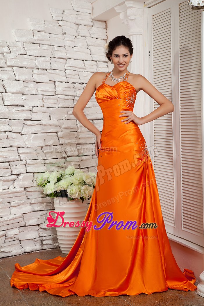 Beautiful Beaded Straps Prom Celebrity Dresses Sweetheart Sweep Train