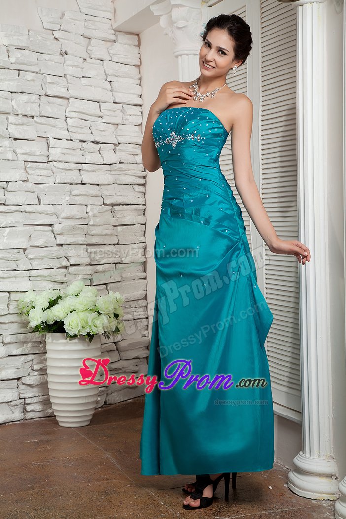Lace up Back Strapless Prom Homecoming Dress Ankle-length in Vogue