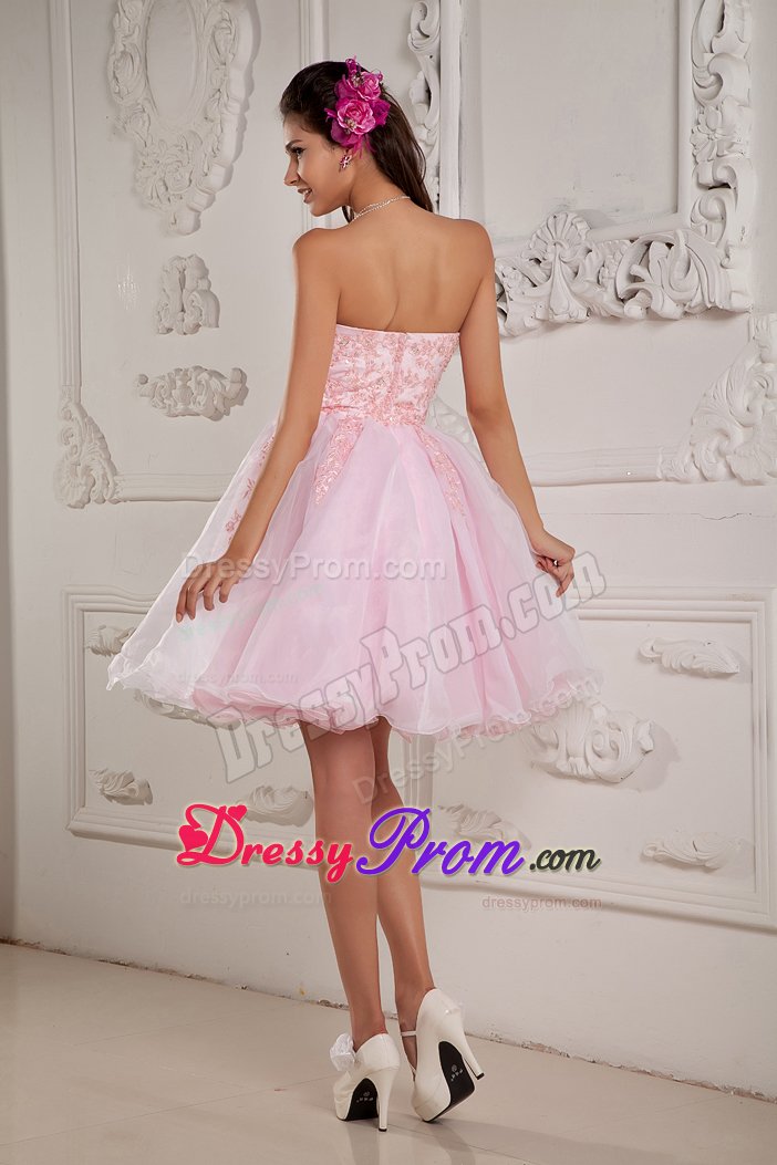 Organza Sweetheart Prom Dress Beading Hand Made Flowers Mini-length