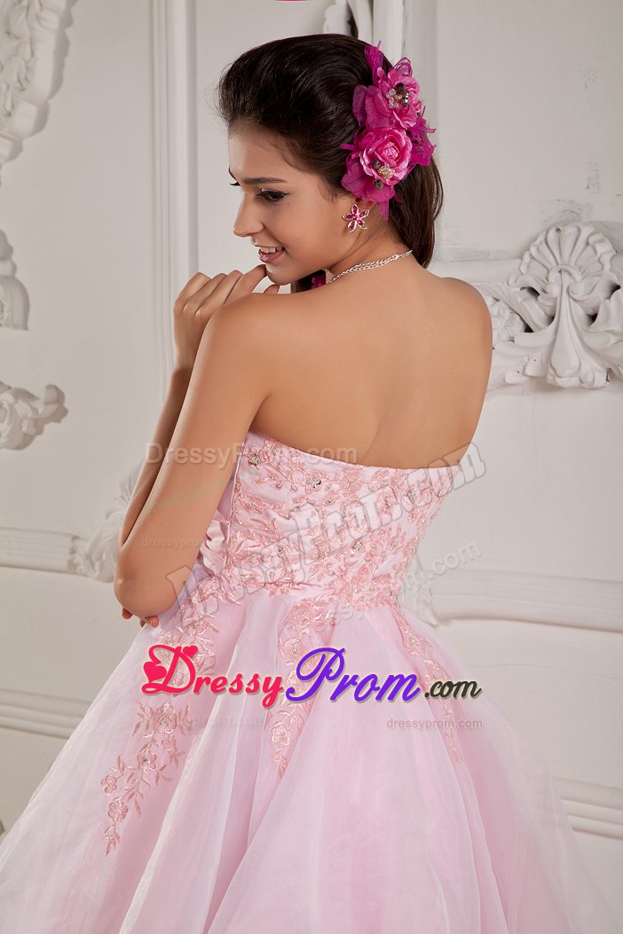 Organza Sweetheart Prom Dress Beading Hand Made Flowers Mini-length