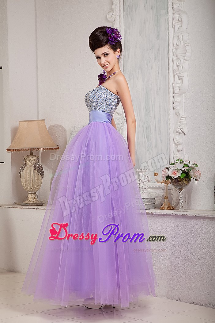 Princess Lavender Beaded Strapless Prom Dress in West Sussex