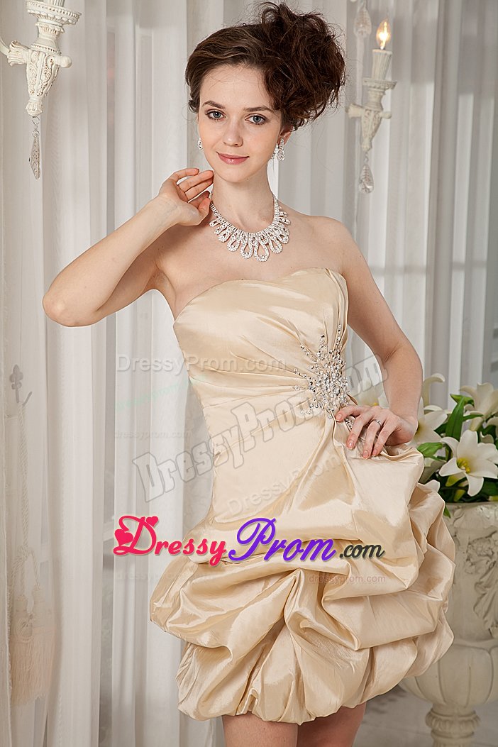 New Zipper-up Strapless Short Dress for Prom with Pick Ups