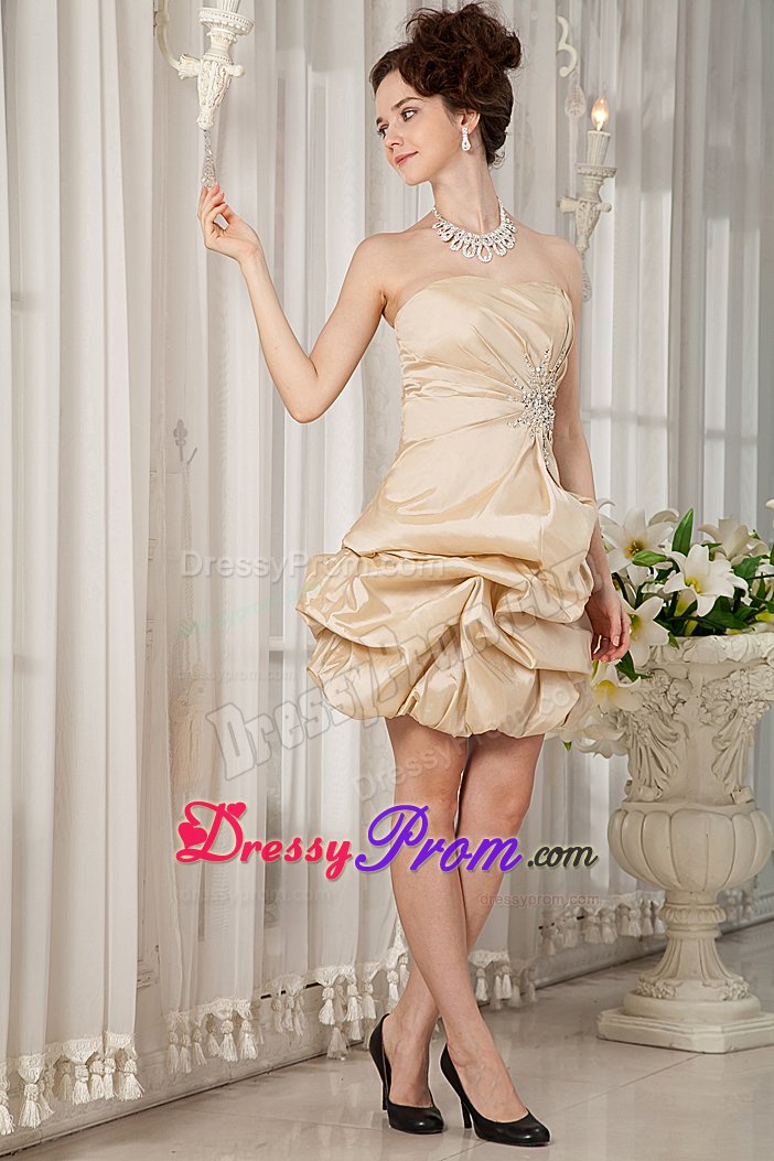 New Zipper-up Strapless Short Dress for Prom with Pick Ups