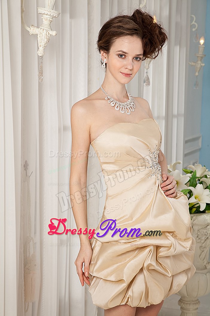 New Zipper-up Strapless Short Dress for Prom with Pick Ups