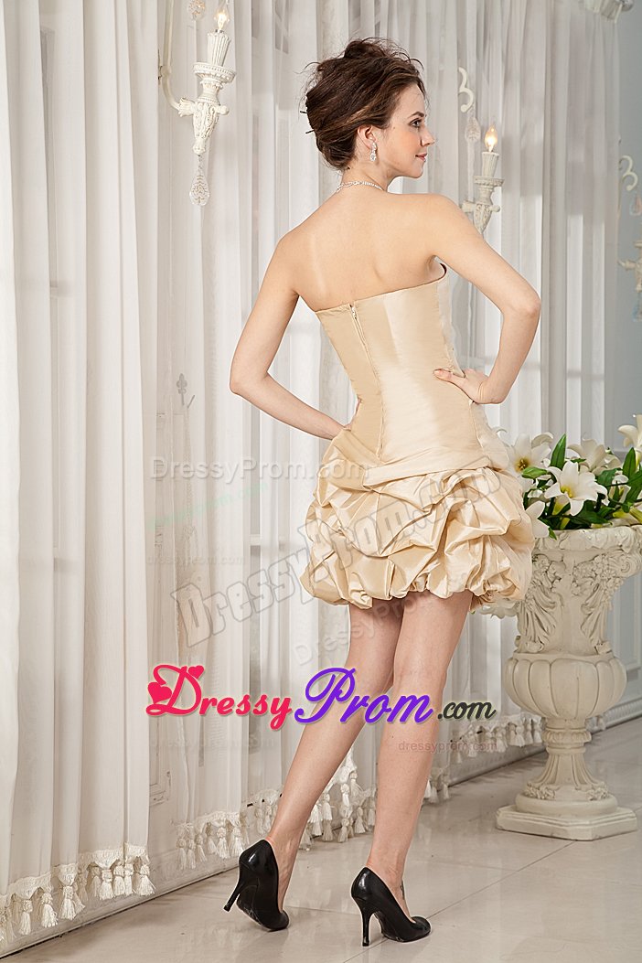 New Zipper-up Strapless Short Dress for Prom with Pick Ups