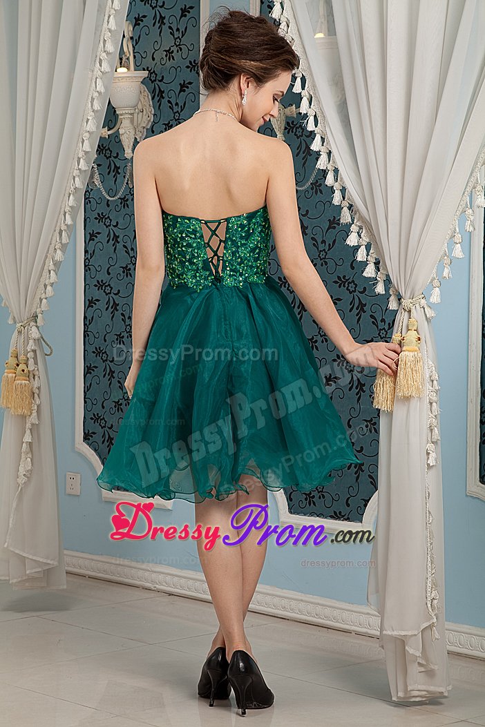 Puffy Appliqued Dark Green Mini Prom Graduation Dresses