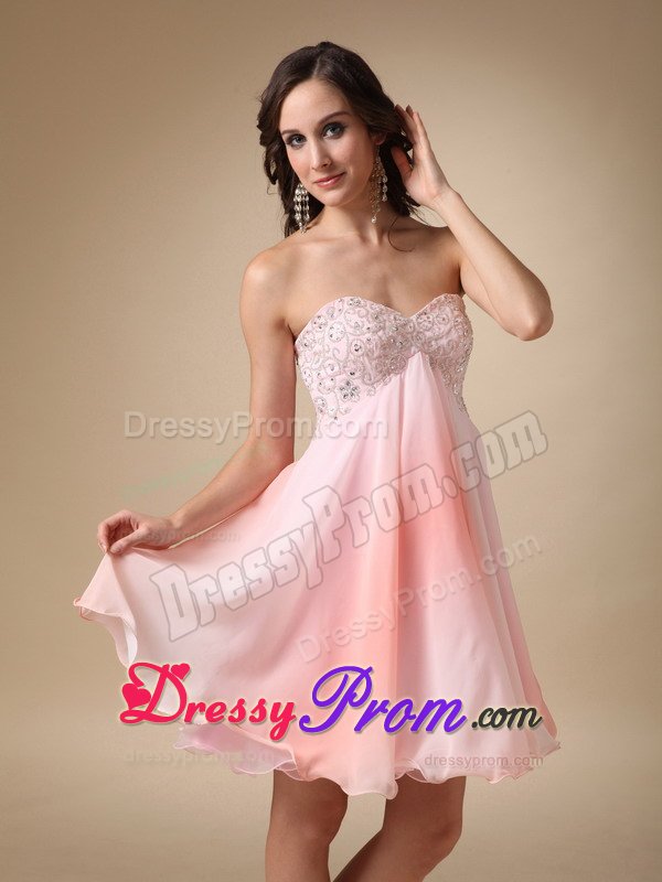 Discount Ombre Color Sweetheart Beaded Mini Prom Dresses