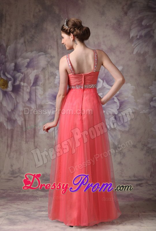 V-neck Beaded Ruched Watermelon Prom Dress in West Yorkshire