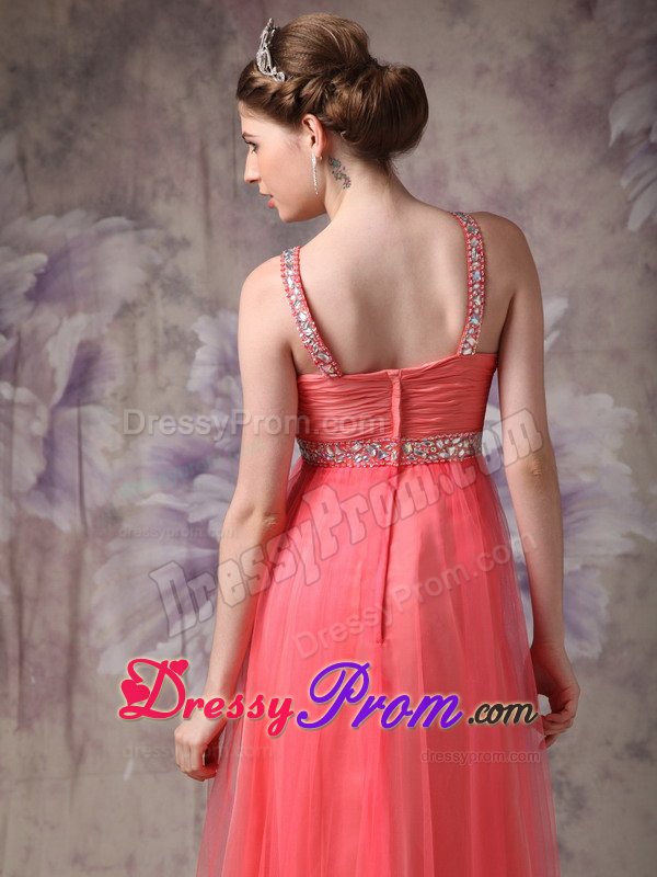 V-neck Beaded Ruched Watermelon Prom Dress in West Yorkshire