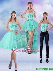 2015 New Style Sweetheart Apple Green Prom Skirts with Appliques