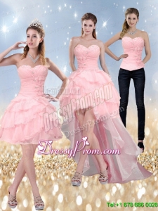 2015 New Style Sweetheart Baby Pink Prom Skirts with Ruffled Layers and Beading