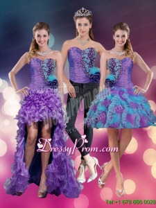 2015 Spring Sweetheart Beading Multi Color Prom Skirts with Hand Made Flower