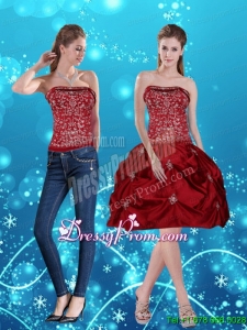 Discount Wine Red Pretty Strapless 2015 Prom Skirts with Embroidery