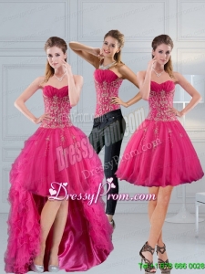 Perfect Sweetheart Hot Pink 2015 Prom Skirts with Appliques