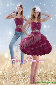 2015 Romantic Beading and Ruffles Prom Skirts in Wine Red