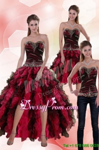 Affordable 2015 Sweetheart Multi Color Prom Skirts with Beading and Ruffles