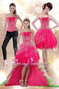 Discount 2015 High Low Appliques Strapless Prom Skirts
