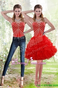 Wonderful 2015 Red Prom Skirts with Beading and Ruffles