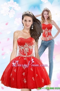 Luxurious 2015 Sweetheart Appliques Prom Skirts in Red