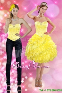 Pretty 2015 Sweetheart Yellow Prom Skirts with Beading and Ruffles