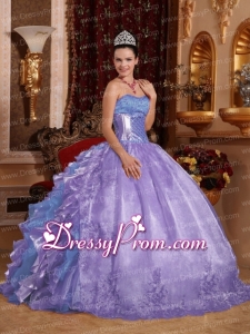 Ball Gown Strapless Ruffles Organza Embroidery Multi-colour 2014 Quinceanera Dress