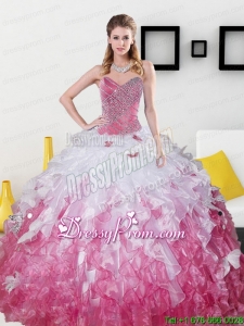 2015 Top Seller Sweetheart Exclusive Quinceanera Gowns with Beading and Ruffles