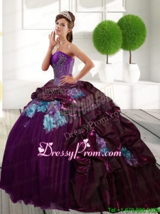 2015 Stylish Quinceanera Dresses with Appliques and Pick Ups
