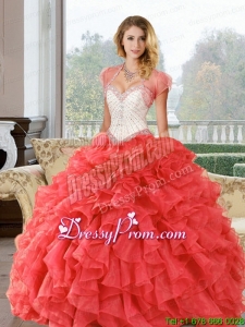 Stylish Beading and Ruffles Sweetheart Quinceanera Dresses for 2015