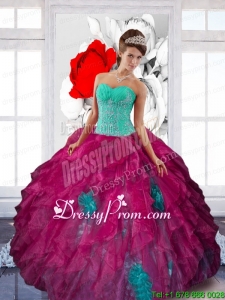 Sweetheart Appliques and Ruffles Stylish Quinceanera Dresses in Multi Color